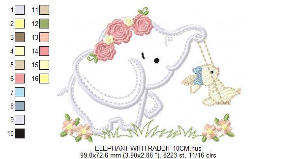 Elephant embroidery design - Animal embroidery design machine embroidery pattern - Newborn embroidery file - Baby elephant applique design