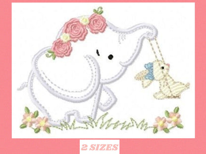 Elephant embroidery design - Animal embroidery design machine embroidery pattern - Newborn embroidery file - Baby elephant applique design