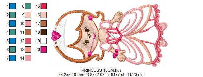 Princess embroidery designs - Queen with party dress machine embroidery pattern - Princess applique - Instant digital download pes jef dst