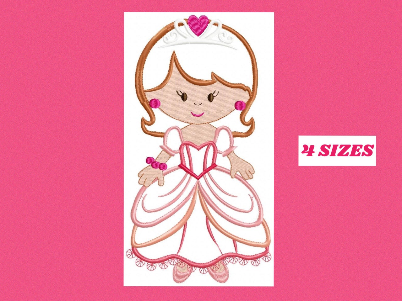 Princess embroidery designs - Queen with party dress machine embroidery pattern - Princess applique - Instant digital download pes jef dst