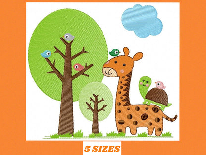 Safari embroidery designs - Giraffe embroidery design machine embroidery pattern - Forest animals embroidery design - instant download