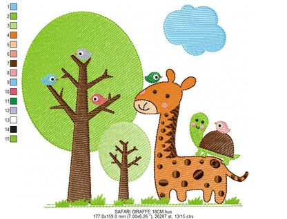 Safari embroidery designs - Giraffe embroidery design machine embroidery pattern - Forest animals embroidery design - instant download