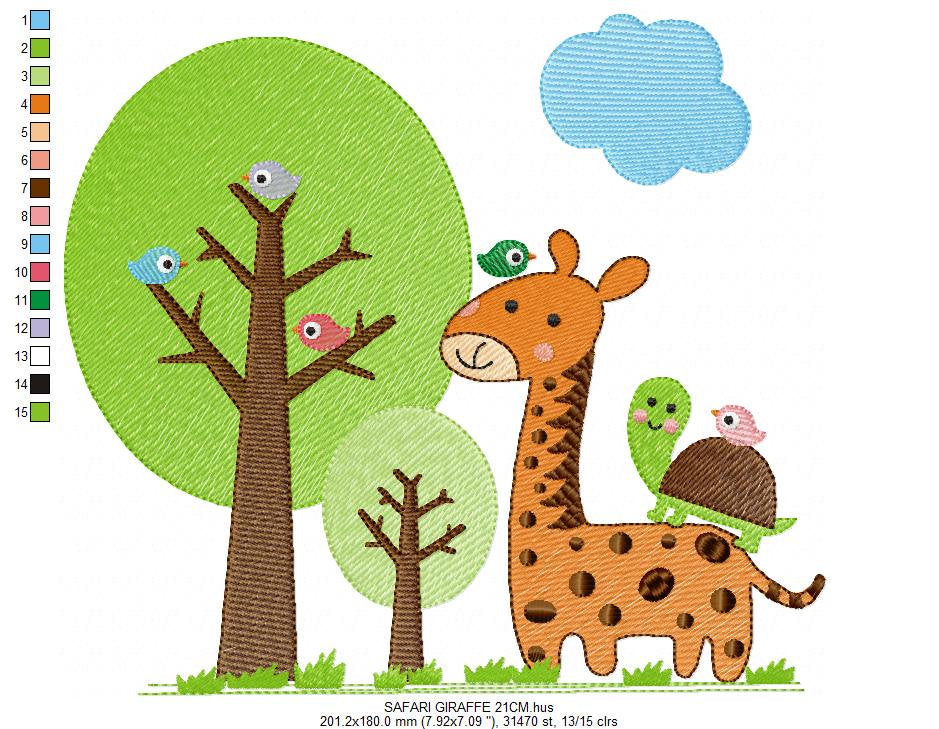 Safari embroidery designs - Giraffe embroidery design machine embroidery pattern - Forest animals embroidery design - instant download
