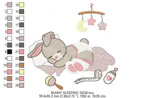 Sleeping bunny embroidery design - baby embroidery designs machine embroidery pattern - newborn embroidery file nursery embroidery Maternity Marcia Embroidery