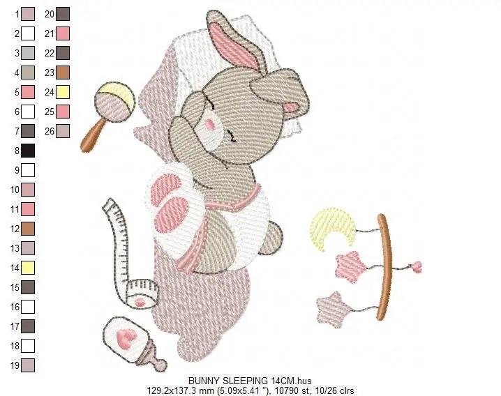 Sleeping bunny embroidery design - baby embroidery designs machine embroidery pattern - newborn embroidery file nursery embroidery Maternity Marcia Embroidery