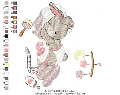 Sleeping bunny embroidery design - baby embroidery designs machine embroidery pattern - newborn embroidery file nursery embroidery Maternity Marcia Embroidery
