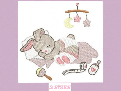 Sleeping bunny embroidery design - baby embroidery designs machine embroidery pattern - newborn embroidery file nursery embroidery Maternity Marcia Embroidery