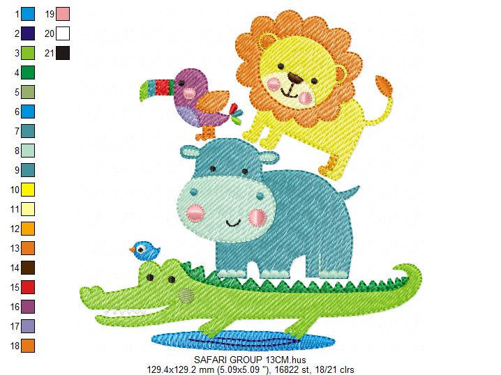 Safari embroidery designs - Animals embroidery design machine embroidery pattern - Toucan embroidery file - alligator lion hippo design