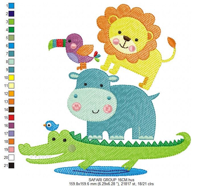 Safari embroidery designs - Animals embroidery design machine embroidery pattern - Toucan embroidery file - alligator lion hippo design