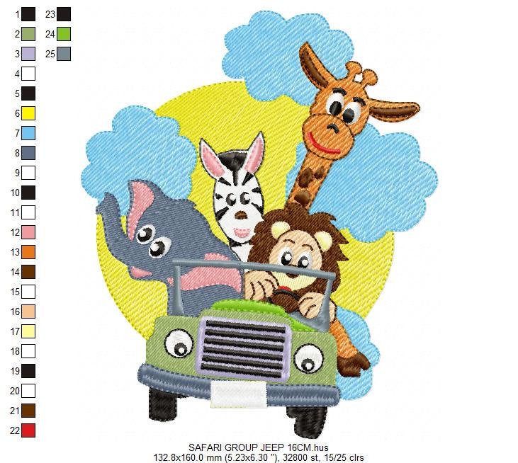Safari embroidery designs - Animals embroidery design machine embroidery pattern - boy kid embroidery file - lion elephant giraffe zebra