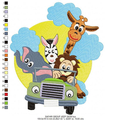 Safari embroidery designs - Animals embroidery design machine embroidery pattern - boy kid embroidery file - lion elephant giraffe zebra