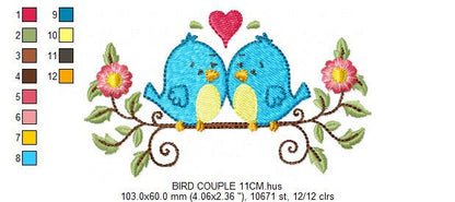 Bird embroidery designs - Birds embroidery design machine embroidery pattern - instant download filled design - baby girl embroidery birdies