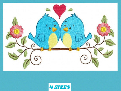 Bird embroidery designs - Birds embroidery design machine embroidery pattern - instant download filled design - baby girl embroidery birdies