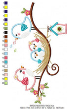 Load image into Gallery viewer, Birds nest embroidery designs - Bird family embroidery design machine embroidery pattern - instant download - bird family applique design
