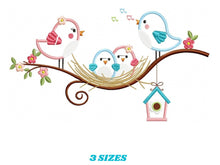 Load image into Gallery viewer, Birds nest embroidery designs - Bird family embroidery design machine embroidery pattern - instant download - bird family applique design
