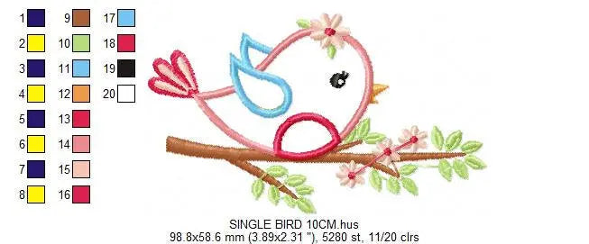 Bird embroidery designs - Bird with branch embroidery design machine embroidery pattern - instant download - bird applique design girl dove Marcia Embroidery