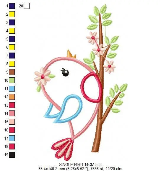 Bird embroidery designs - Bird with branch embroidery design machine embroidery pattern - instant download - bird applique design girl dove Marcia Embroidery