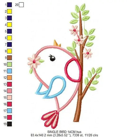 Bird embroidery designs - Bird with branch embroidery design machine embroidery pattern - instant download - bird applique design girl dove Marcia Embroidery