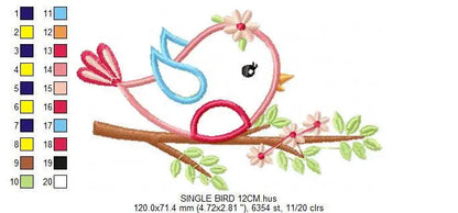 Bird embroidery designs - Bird with branch embroidery design machine embroidery pattern - instant download - bird applique design girl dove Marcia Embroidery