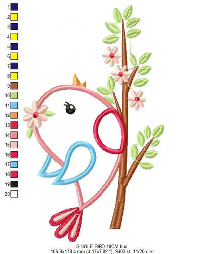 Bird embroidery designs - Bird with branch embroidery design machine embroidery pattern - instant download - bird applique design girl dove Marcia Embroidery
