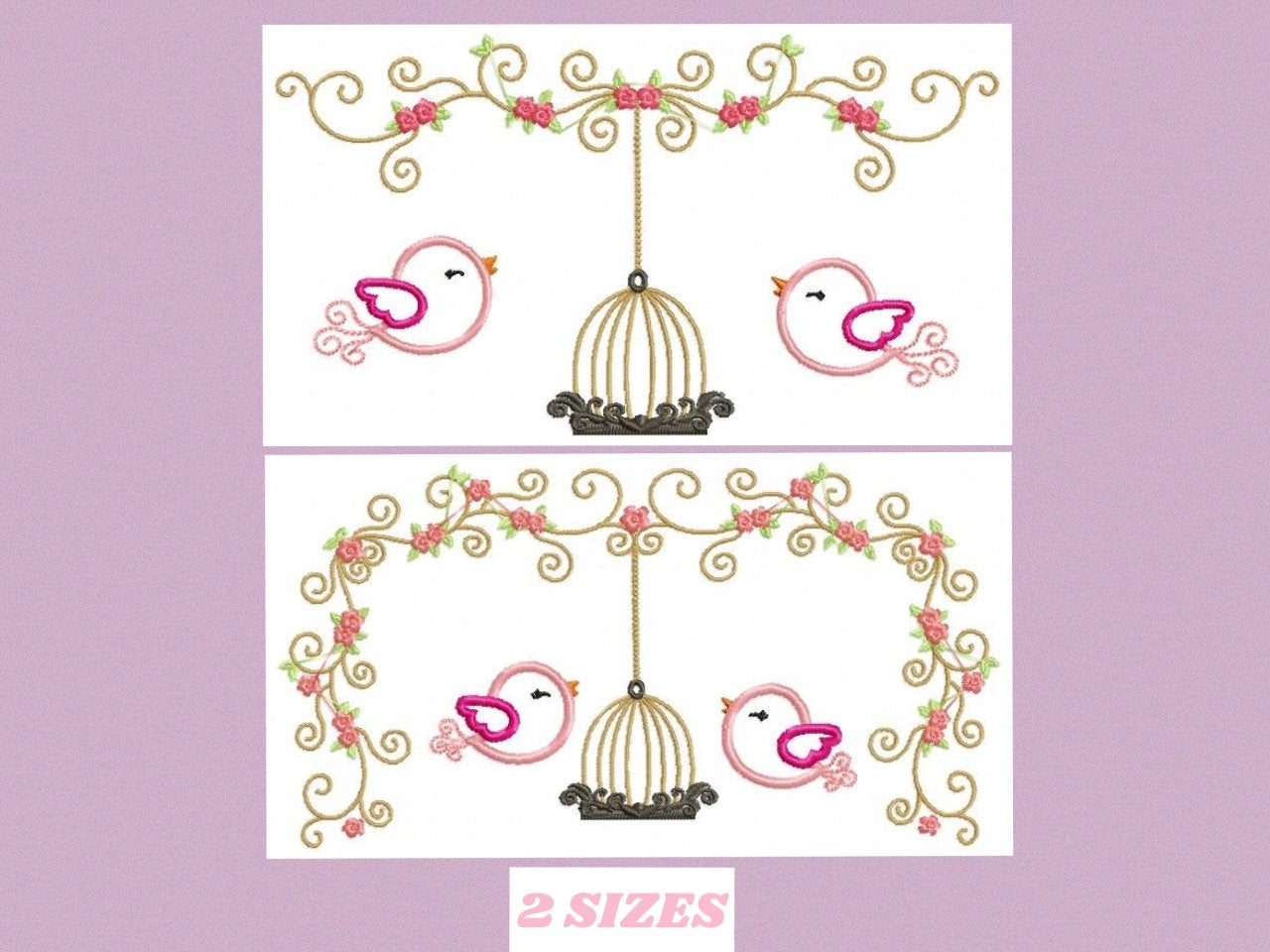 Bird embroidery designs - Birdcage embroidery design machine embroidery pattern - instant download - baby girl embroidery bird applique