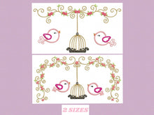 Load image into Gallery viewer, Bird embroidery designs - Birdcage embroidery design machine embroidery pattern - instant download - baby girl embroidery bird applique
