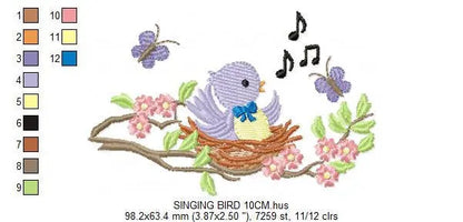 Bird embroidery designs - Birdnest embroidery design machine embroidery pattern - instant download - singing bird embroidery file spring Marcia Embroidery