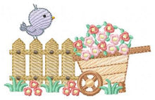 Cargar imagen en el visor de la galería, Bird embroidery designs - Garden embroidery design machine embroidery pattern - Bird with flowers design - baby girl embroidery file
