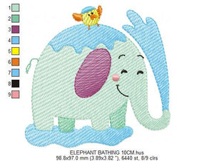 Animal embroidery designs - Happy elephant embroidery design machine embroidery pattern - Summer embroidery file - instant digital download