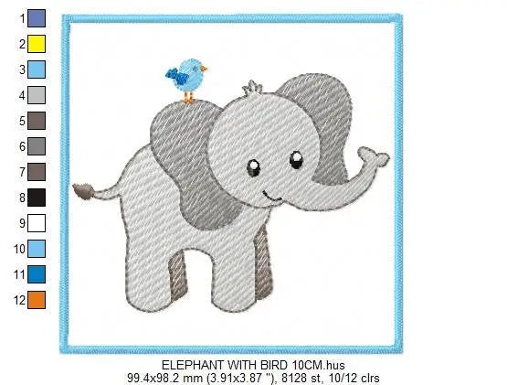 Elephant embroidery designs - Animal embroidery design machine embroidery pattern - Newborn embroidery file elephant design baby boy girl Marcia Embroidery