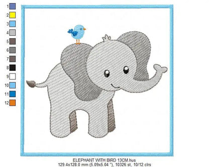 Elephant embroidery designs - Animal embroidery design machine embroidery pattern - Newborn embroidery file elephant design baby boy girl Marcia Embroidery