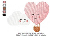 Carica l&#39;immagine nel visualizzatore di Gallery, Balloon embroidery designs - Hot air balloon embroidery design machine embroidery pattern - Clouds embroidery Heart embroidery cloud design
