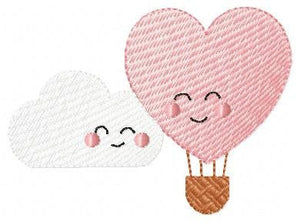 Balloon embroidery designs - Hot air balloon embroidery design machine embroidery pattern - Clouds embroidery Heart embroidery cloud design