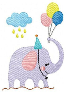 Birthday Party Elephant embroidery designs - Animal with balloons embroidery design machine embroidery pattern  Elephant embroidery download