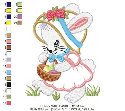 Bunny embroidery design - Rabbit embroidery designs machine embroidery pattern - baby embroidery file - kid embroidery rabbit with basket Marcia Embroidery