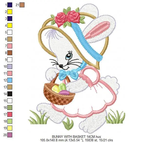 Bunny embroidery design - Rabbit embroidery designs machine embroidery pattern - baby embroidery file - kid embroidery rabbit with basket Marcia Embroidery