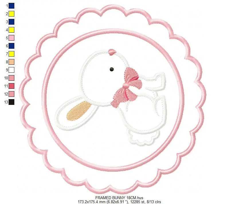 Bunny embroidery design - Rabbit embroidery designs machine embroidery pattern - baby embroidery file - kid embroidery rabbit with frame Marcia Embroidery
