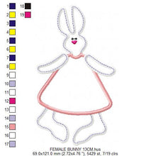 Charger l&#39;image dans la galerie, Bunny embroidery design - Rabbit embroidery designs machine embroidery pattern - baby girl embroidery file - rabbit applique design download
