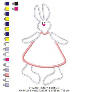 Bunny embroidery design - Rabbit embroidery designs machine embroidery pattern - baby girl embroidery file - rabbit applique design download