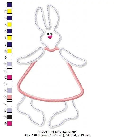 Bunny embroidery design - Rabbit embroidery designs machine embroidery pattern - baby girl embroidery file - rabbit applique design download Marcia Embroidery