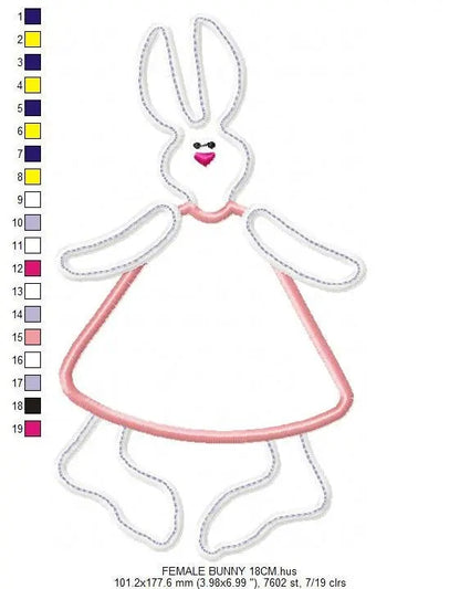 Bunny embroidery design - Rabbit embroidery designs machine embroidery pattern - baby girl embroidery file - rabbit applique design download Marcia Embroidery