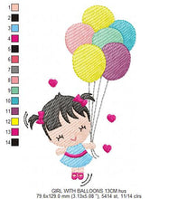 Load image into Gallery viewer, Baby girl embroidery designs - Fairy embroidery design machine embroidery pattern - girl with balloons embroidery file - instant download
