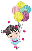 Load image into Gallery viewer, Baby girl embroidery designs - Fairy embroidery design machine embroidery pattern - girl with balloons embroidery file - instant download
