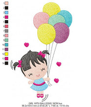 Load image into Gallery viewer, Baby girl embroidery designs - Fairy embroidery design machine embroidery pattern - girl with balloons embroidery file - instant download
