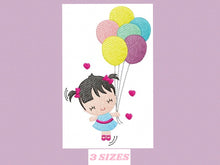 Load image into Gallery viewer, Baby girl embroidery designs - Fairy embroidery design machine embroidery pattern - girl with balloons embroidery file - instant download
