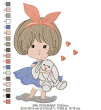 Load image into Gallery viewer, Baby Girl embroidery designs - Toodler embroidery design machine embroidery pattern - girl with bunny embroidery file - instant download
