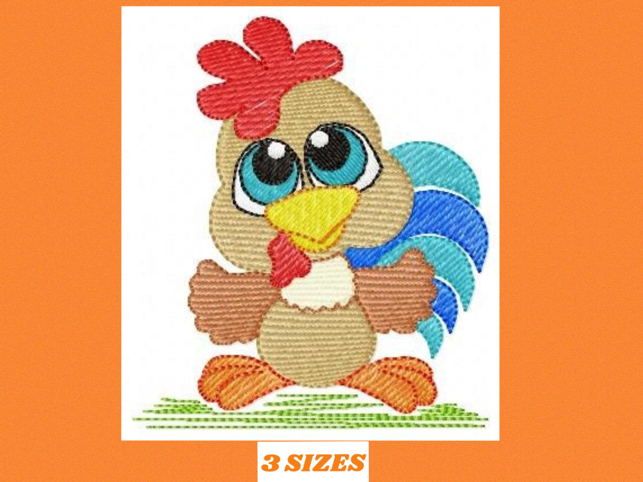 Colorful Chicken embroidery designs - Rooster machine embroidery pattern - Farm Animal Kitchen Towel file - Instant digital download pes jef