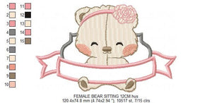 Bear embroidery designs - Teddy embroidery design machine embroidery pattern - Baby girl embroidery file - Nursery embroidery digital file