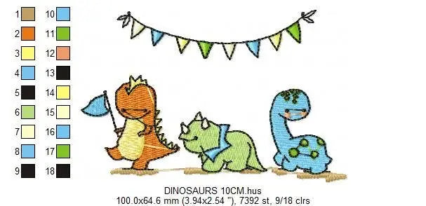 Dinosaur embroidery designs - Dino embroidery design machine embroidery pattern - instant download - boy embroidery file Birthday embroidery Marcia Embroidery