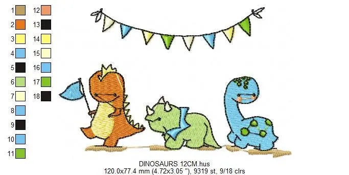 Dinosaur embroidery designs - Dino embroidery design machine embroidery pattern - instant download - boy embroidery file Birthday embroidery Marcia Embroidery